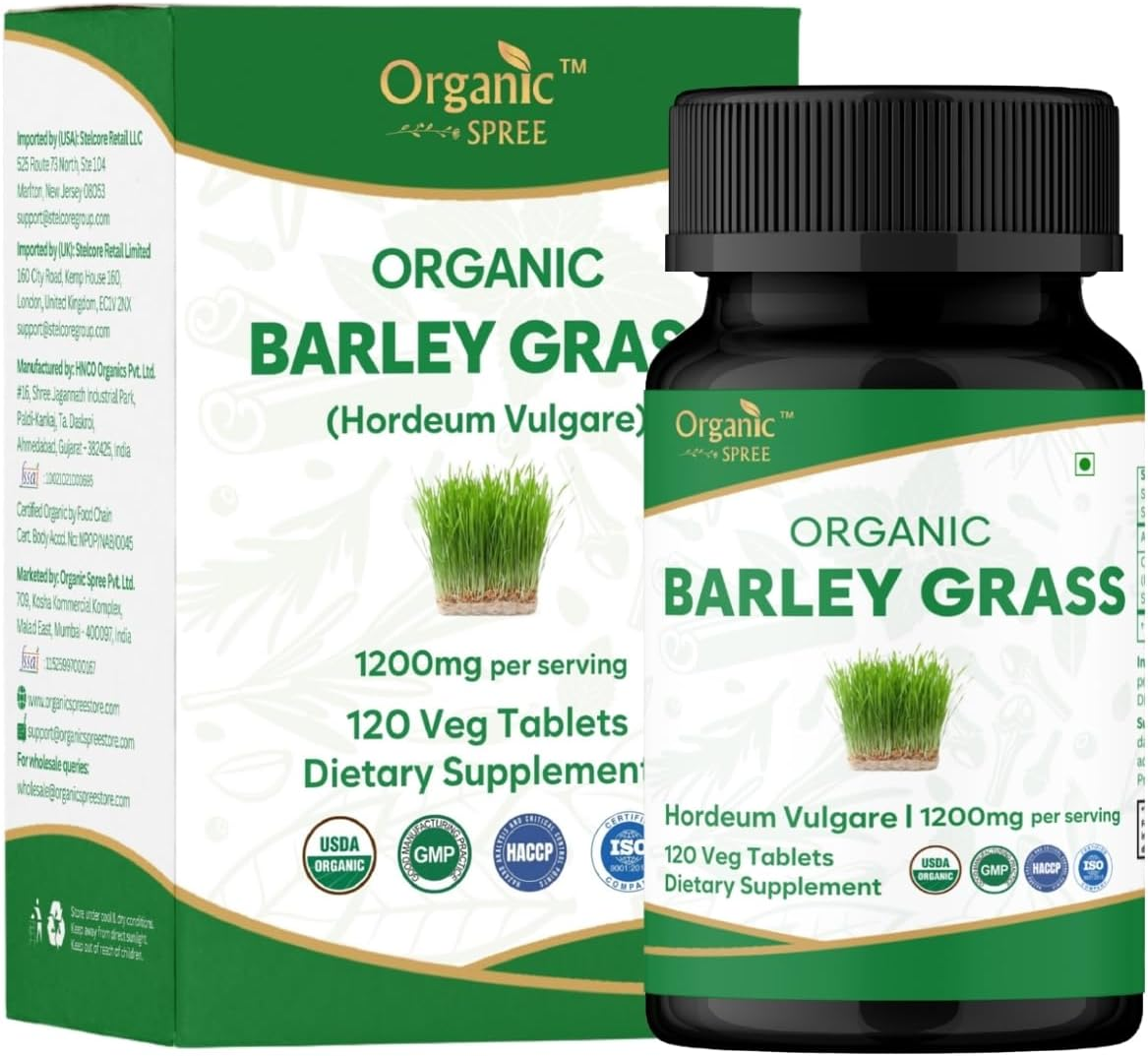 Barley Grass 120 Tablets | Hordeum Vulgare (Barley Grass) | USDA Organic Certified | Organic and Natural image number 1