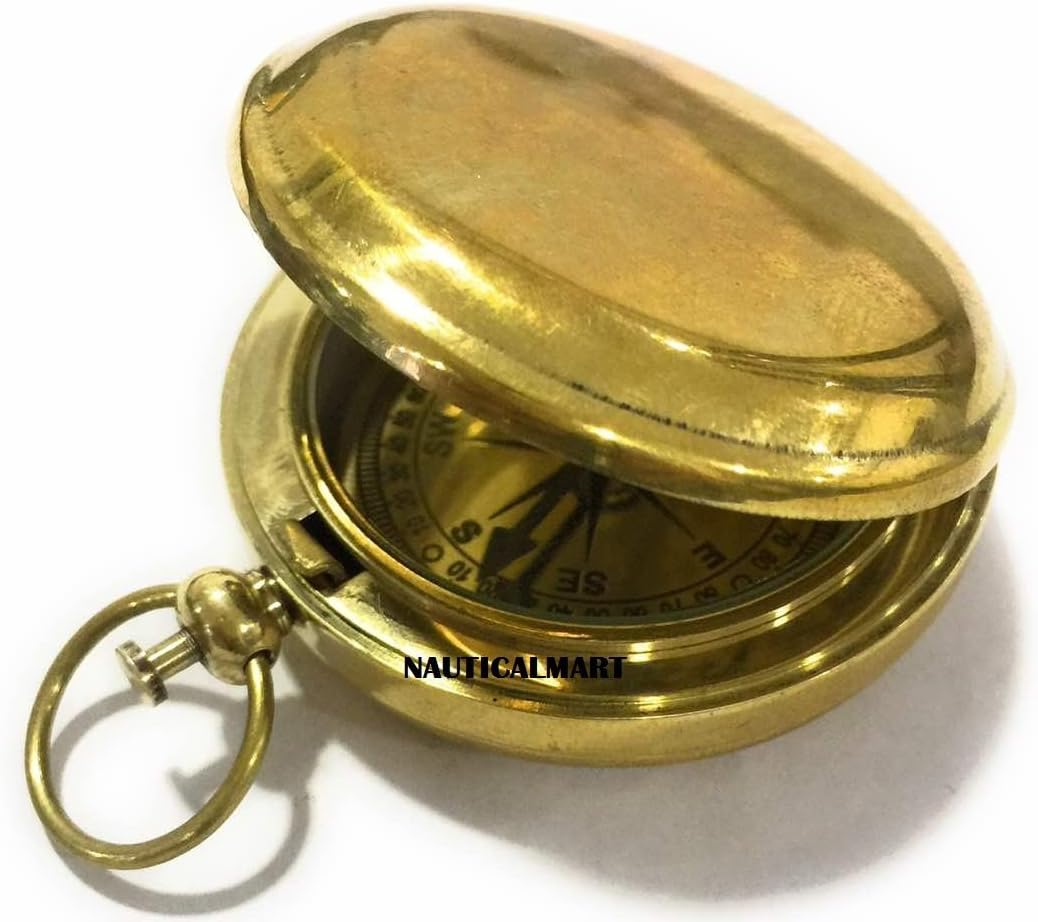 Nauticalmart Handmade Brass Push Button Compass -Direction Compass, Brass Pocket Compass, Pirate Gift Compass image number 3
