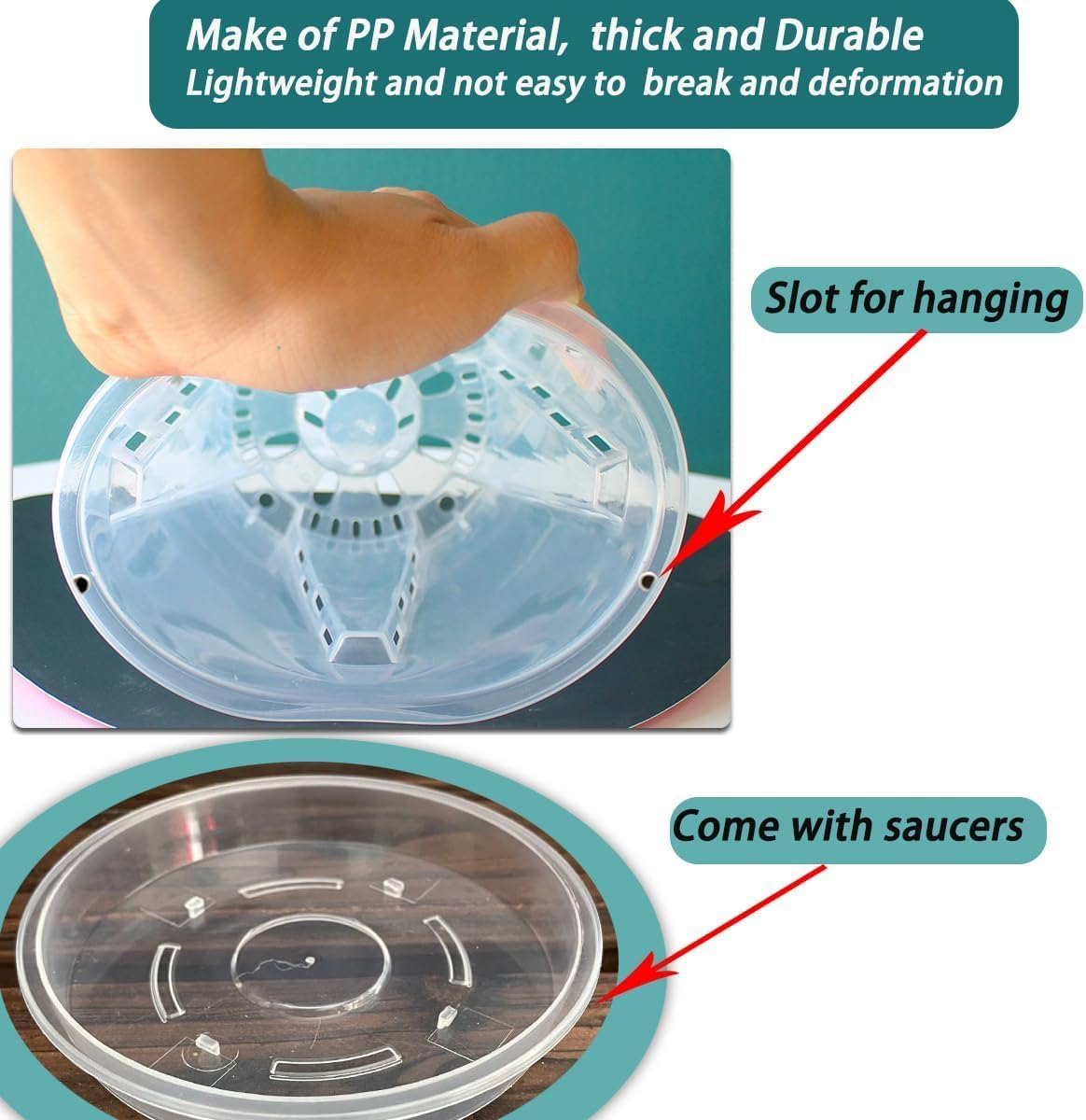 5Pcs Clear Plastic Orchid Pots with Holes and Saucers for Plants, Transparent Functional Planters for Optimal Drainage and Growth, 12Cm image number 2