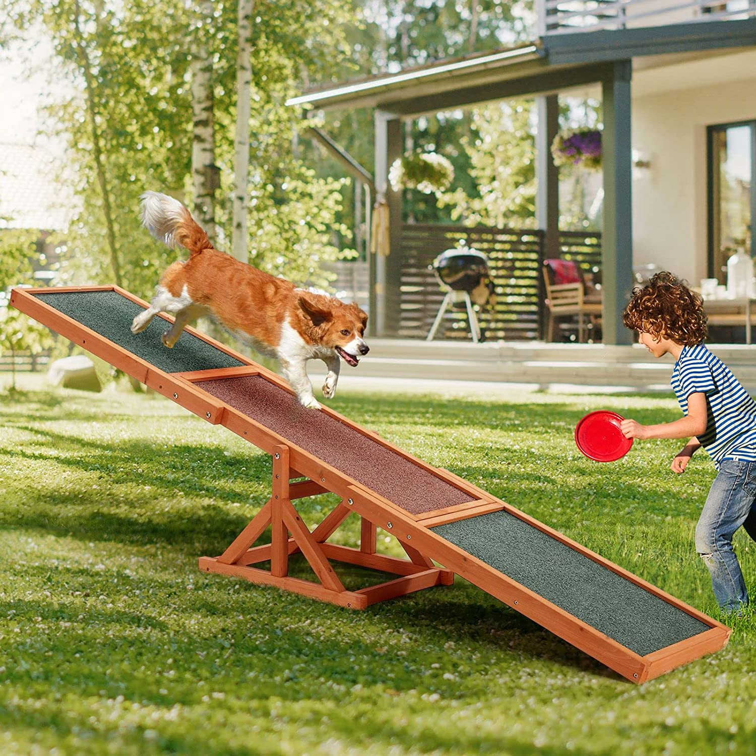 Pet Seesaw Dog Agility Outdoor Cat Obedience Training Puppy Sports Agility Outdoor Play Equipment Wooden