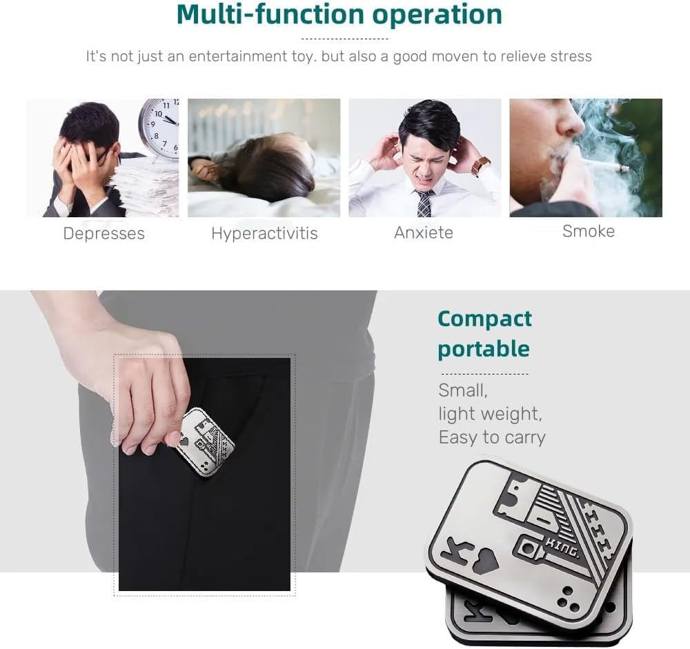 B-Qtech Fidget Slider Toys Adult, EDC Metal Fidget Slider Poker, Fidget Toys, Fingertip Toys for Adults, Slider Toy Stress Relief, Office Toys Fingertip Slider