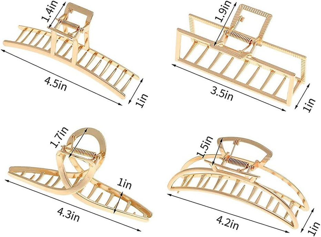 4 Pcs Large Hair Claw Clips for Thick Hair, Nonslip Metal Hair Clips Elegant Alloy Gold Claw Clips for Women Girls Hair Accessories image number 1
