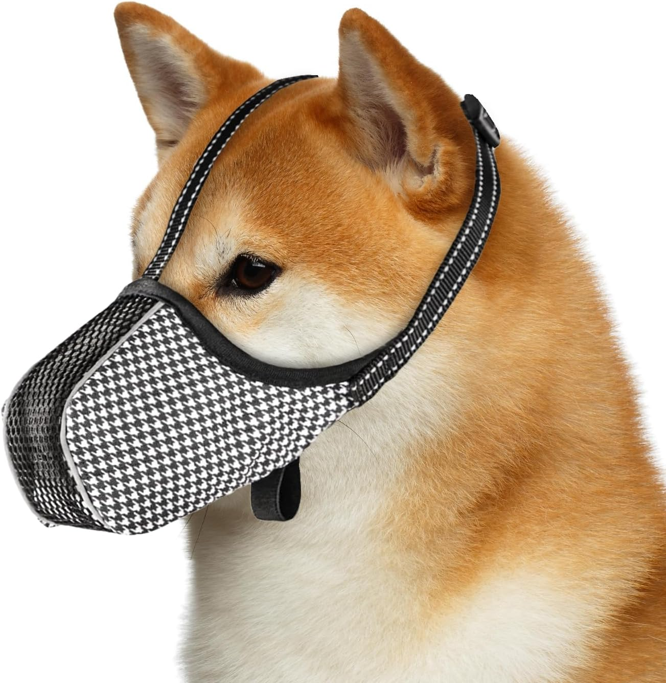 NACOCO Medium Dog Breathable Muzzle - Lightweight Mesh Muzzle Prevent Biting Chewing Barking Soft Dog Mouth Guard Cover Adjustable (Large) image number 1