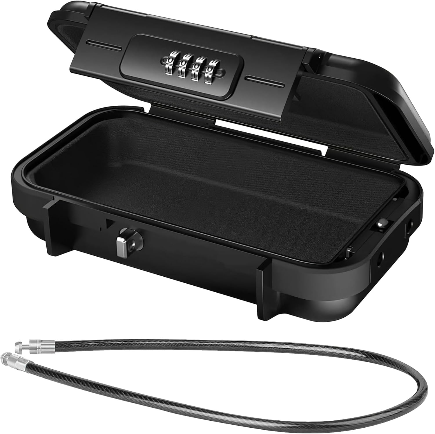 Aumerage Portable Safe Box, Combination Security Case Lockbox with Code, Waterproof Shockproof Travel Safe Lock Cash Box with Removable Wire Rope for Dorm, Travel, Beach, Hotel, Car, Home image number 2