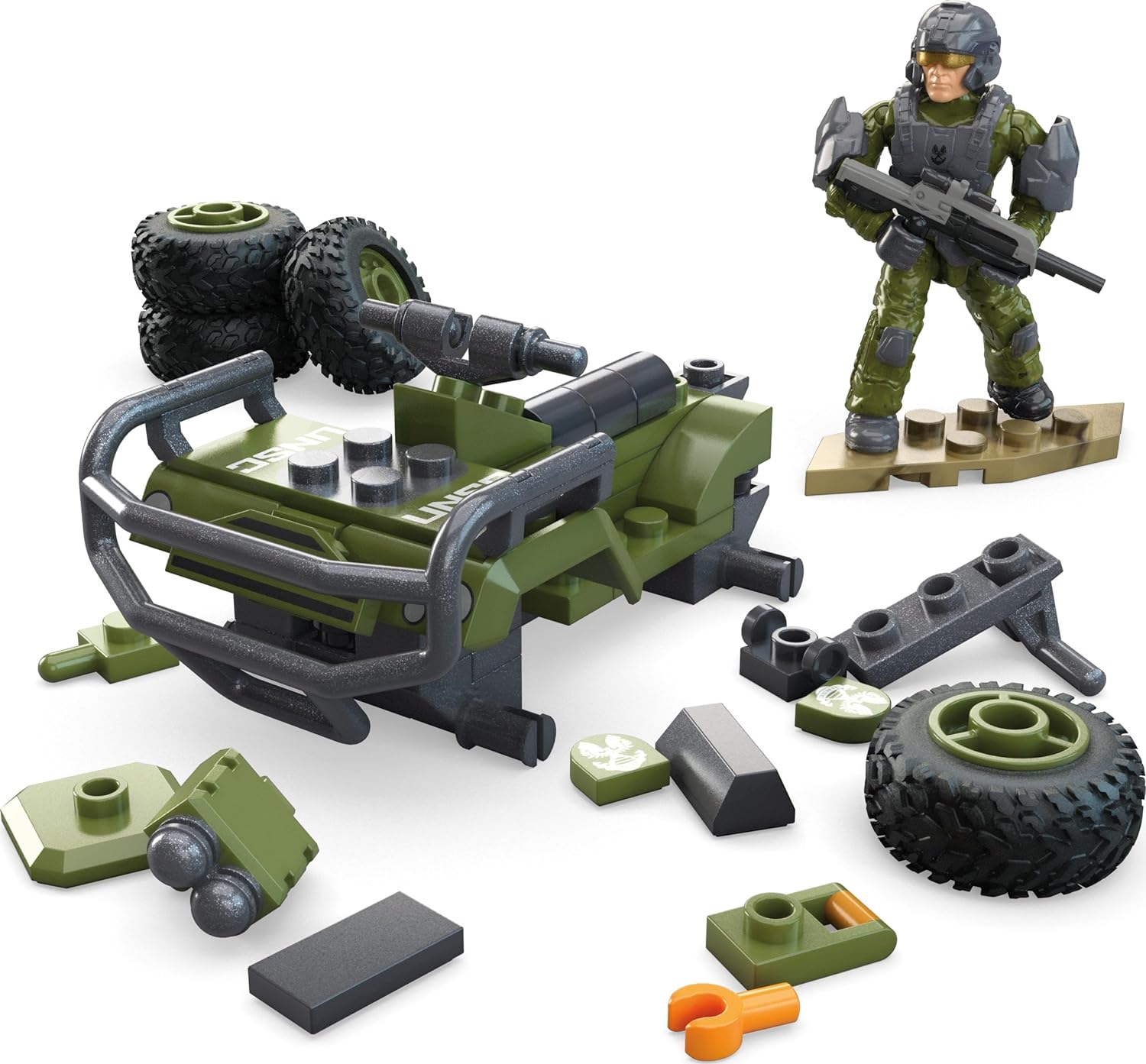 MEGA Halo Building Toy Set, FLEETCOM Mongoose ATV Vehicle with 79 Pieces, 2 Poseable Micro Action Figures and Accessories image number 3
