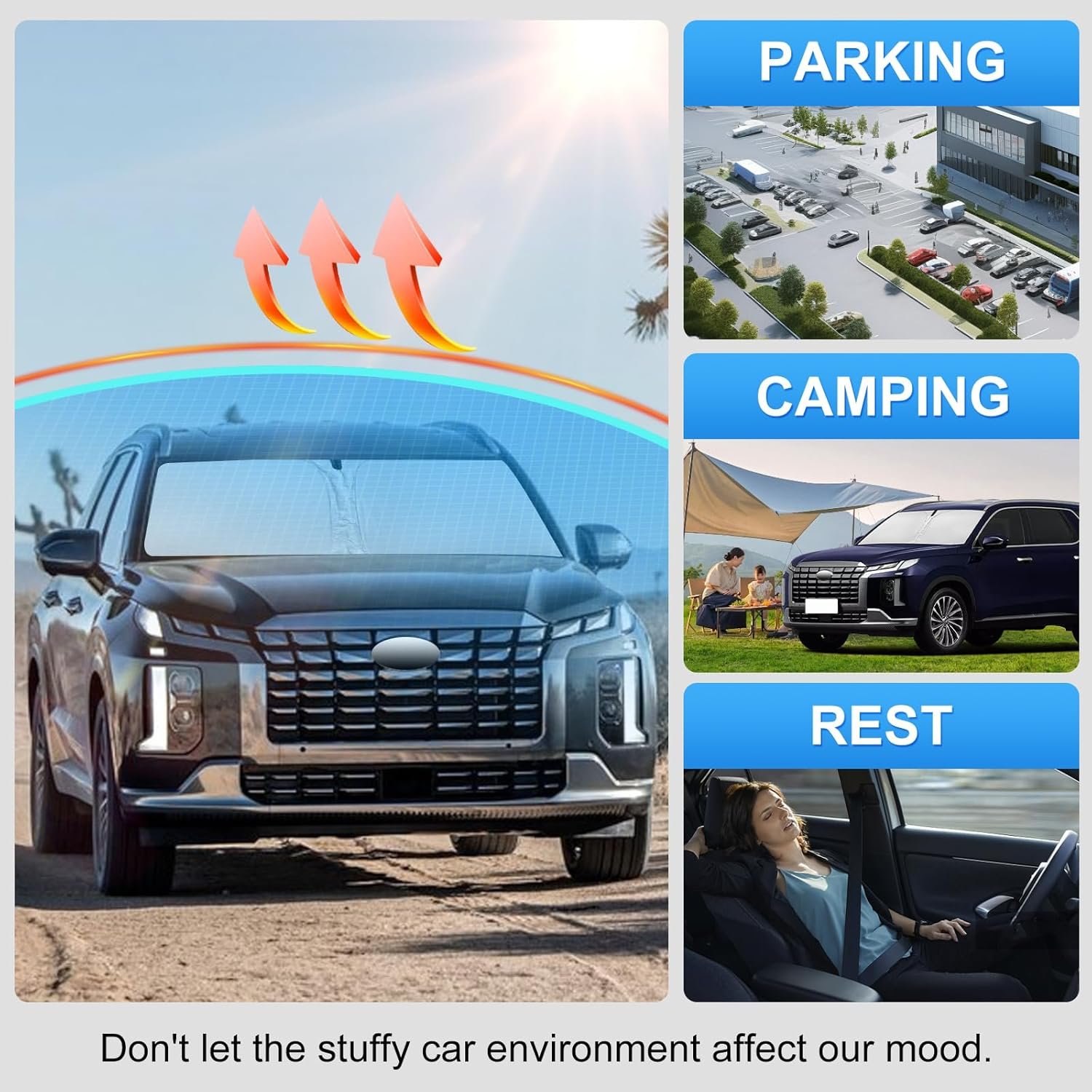 Car Sun Shade for 2020-2025 Hyundai Palisade Accessories Windshield Sunshade Cover Front Window Shade Custom Fit Palisade Sun Visor Protector Foldable Blocks UV Rays