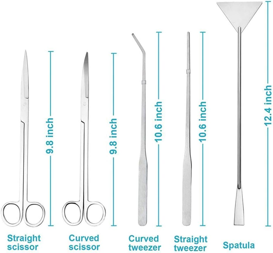 4 in 1 Aquarium Tool Set, Stainless Steel Fish Tank Scissor Tweezers Spatula Aquascaping Kit for Aquariums Tank and Aquatic Plants (Black) image number 7