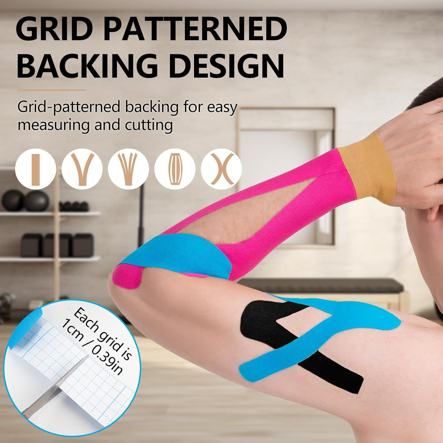 2 Rolls Kinesiology Tape for Knees, 2In&times;16.4Ft Roll Athletic Tape for Elastic Muscle Support, Waterproof Physio Tape for Relieve Muscle Soreness and Injury for Shoulder, Ankle, Face Tape, Skin,Beige image number 6