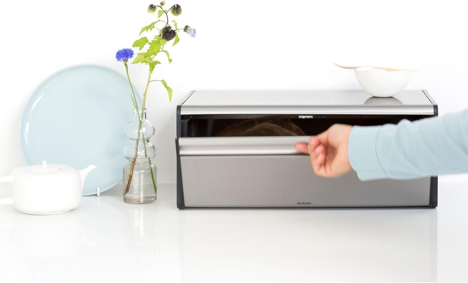 Brabantia Fall Front Bread Bin, Matt Steel FPP, Made in Belgium - Matt Steel image number 6