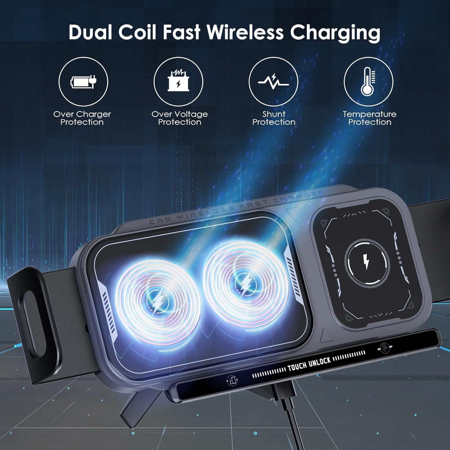 Wireless Car Charger Fast Charging: Qoosea 15W Qi Dual Coil Car Mount for Air Vent, Car Phone Holder Compatible with Samsung Galaxy Z Fold 7/6/5/4/3/Fold 2 Z Flip 7/6/5/4 Iphone 16 Pro Max Google image number 3