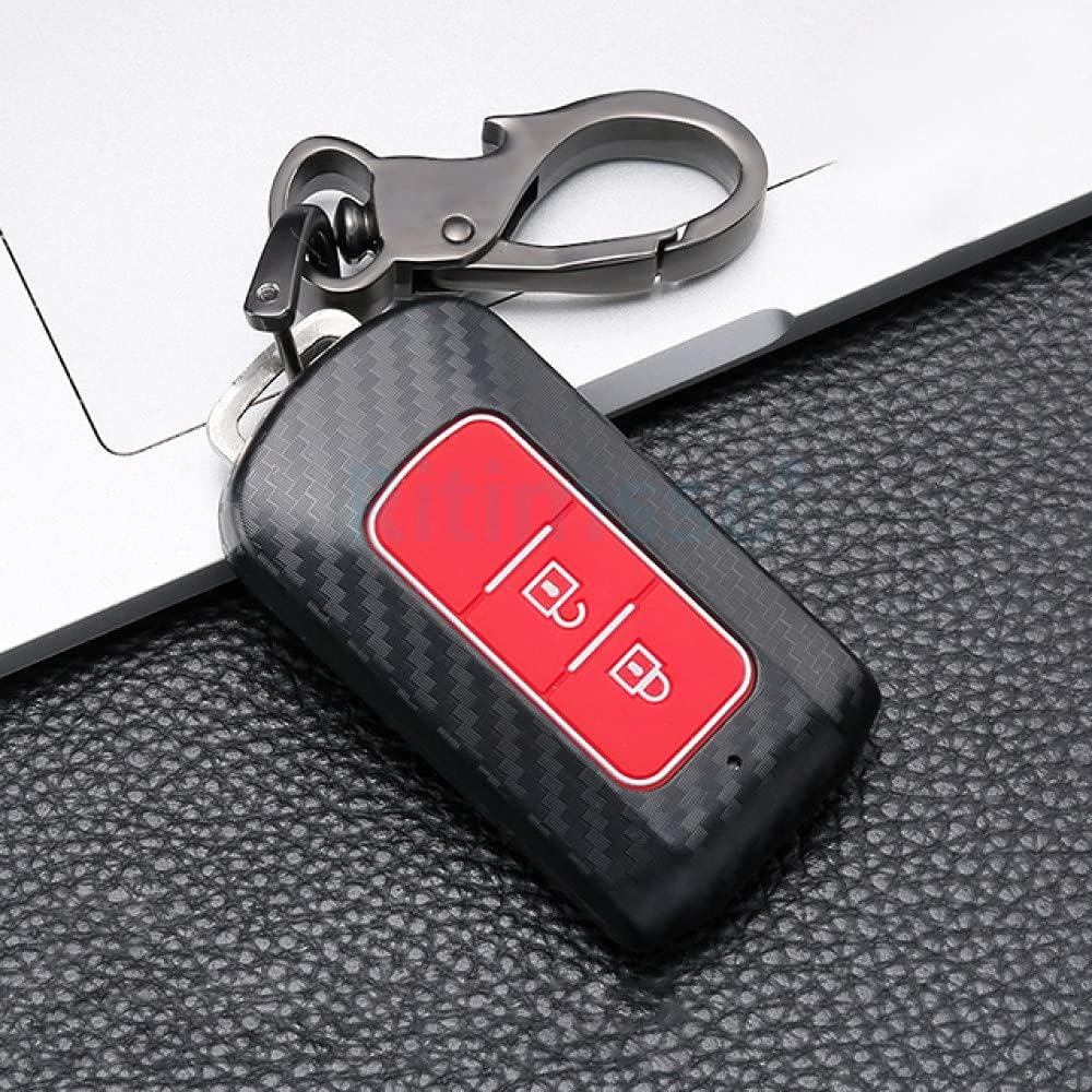 YJADHU Carbon Key Holder Key Chain Car Key Case Cover, Fit for Mitsubishi Outlander 3 Lancer 10 L200 ASX Colt Pajero Sport Eclipse Cross,3 Button Black