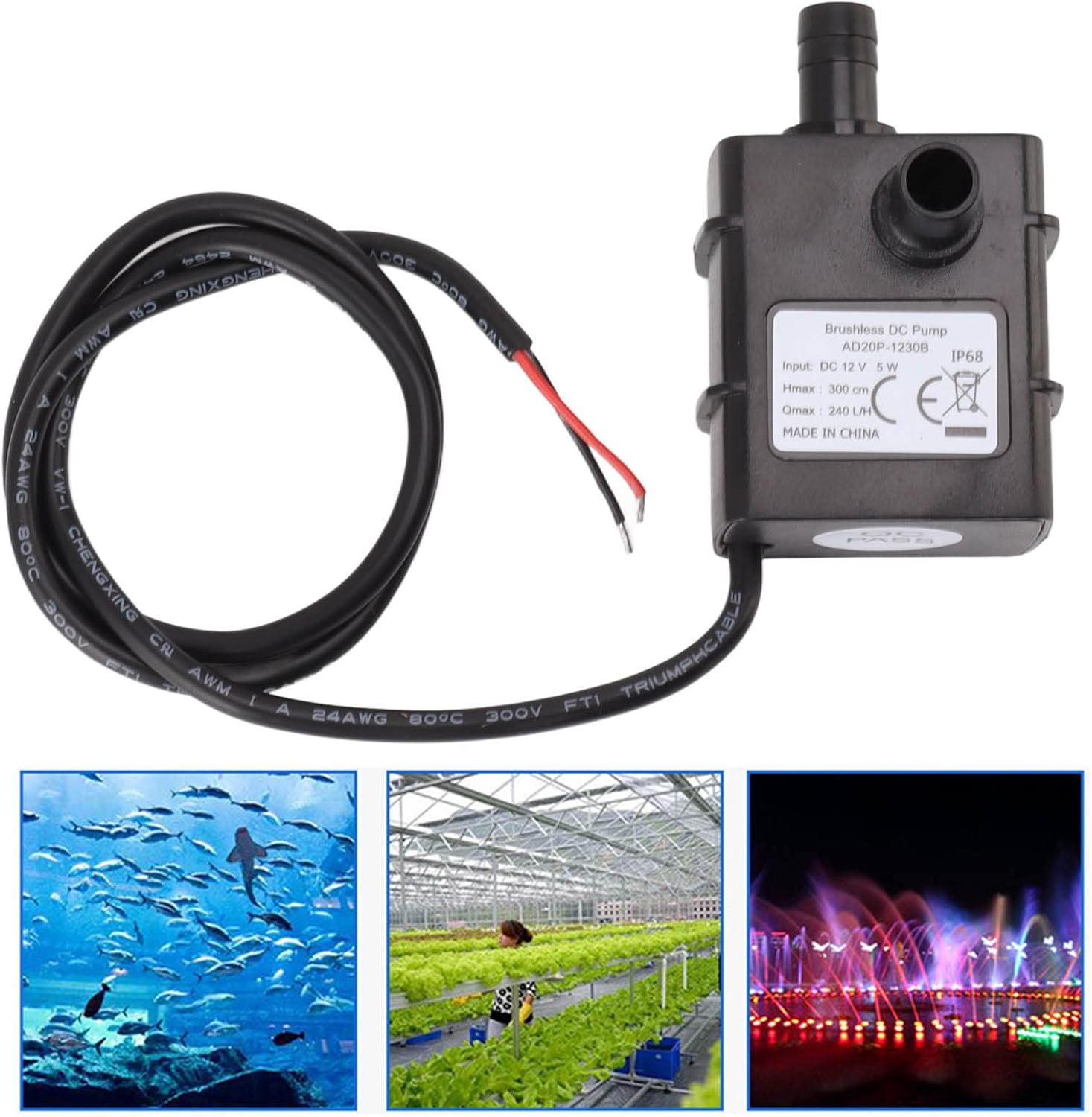 Mini Water Cooling Submersible Pump with High Sensitivity for Pet Water Supply, Maximum Lift 300CM Modern Soilless Cultivation Supply image number 4