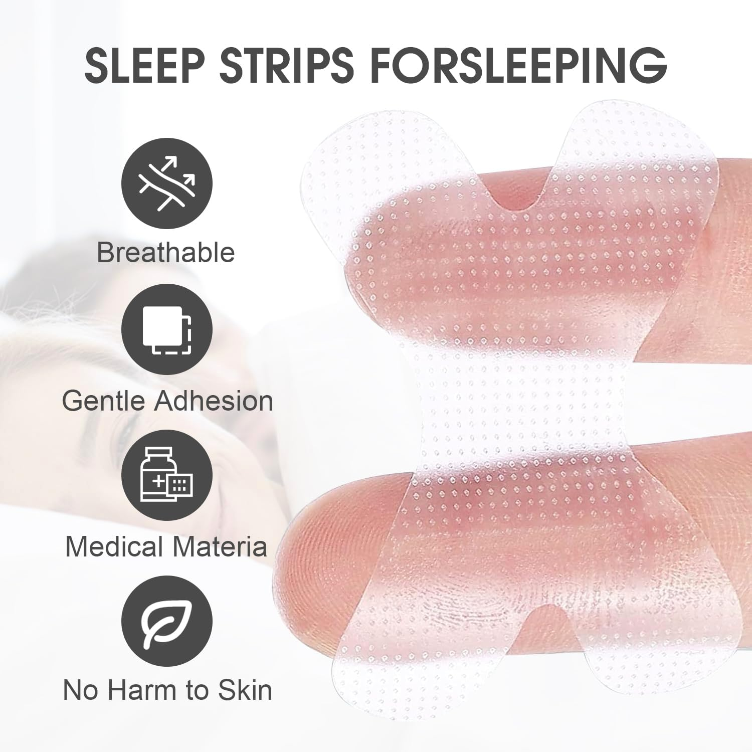 120PCS Gentle Comfortable Transparent Sleep Strips, Breathable Adhesive Hypoallergenic Mouth Tapes Soft Anti-Snoring Strips for Better Nose Breathing Sleeping, Improve Nose Breathing, Snore Reduction image number 5