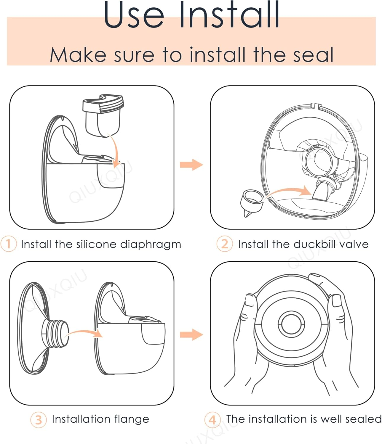 QIUXQIU Wearable Breast Pump Replacement Parts,Include Duckbill Valve, Silicone Diaphragm, 24Mm Flange, Milk Collector Cup,Compatible S21/S18 Breast Pump Accessories Breastfeeding Essentials for (1PCS 24MM KIT)