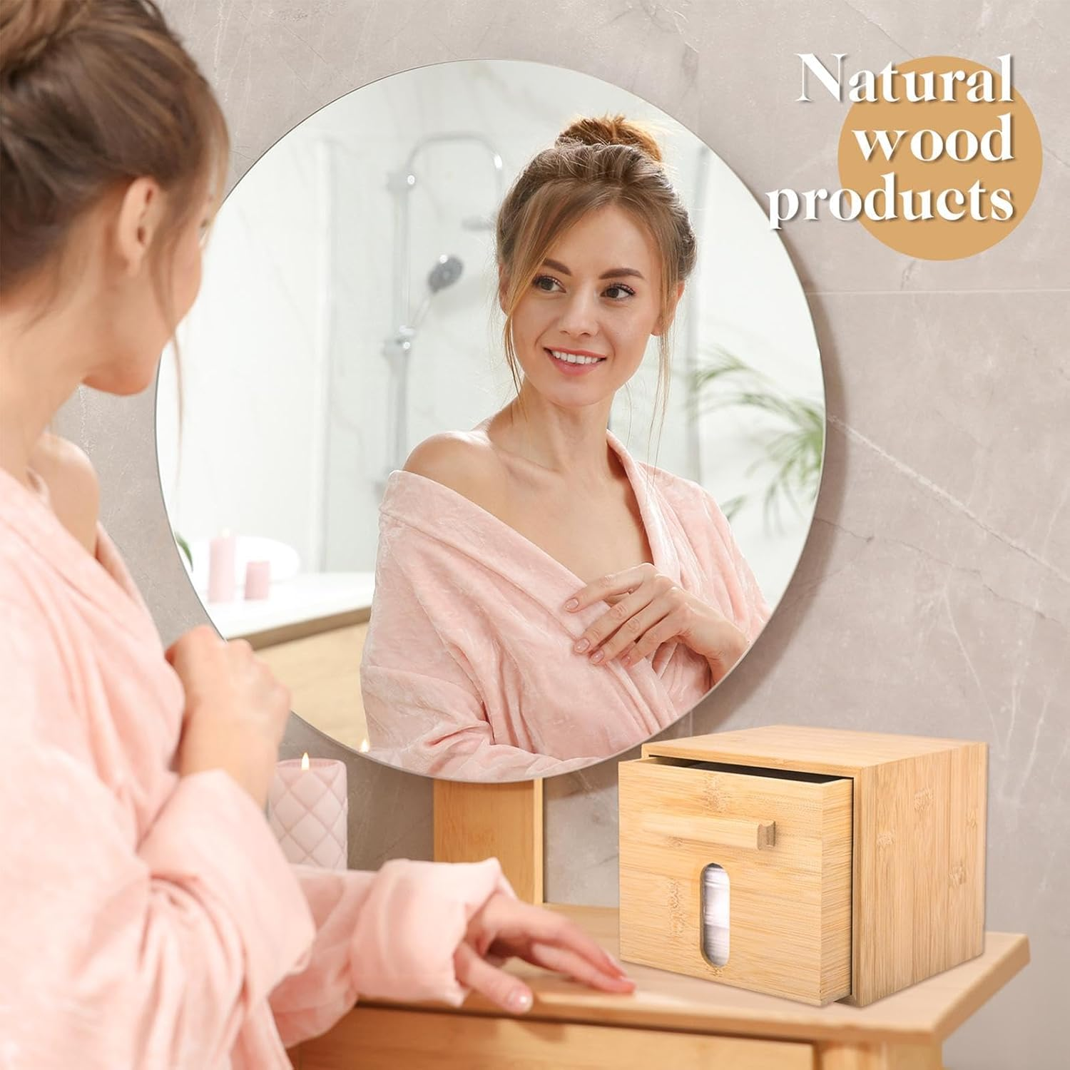 Face Towel Box, Clean Towel Holder, Makeup Remover Wipes Container 7.48X6.3In, Stylish and Functional Container, Cosmetics Organizer for Bathroom, Living Room image number 3