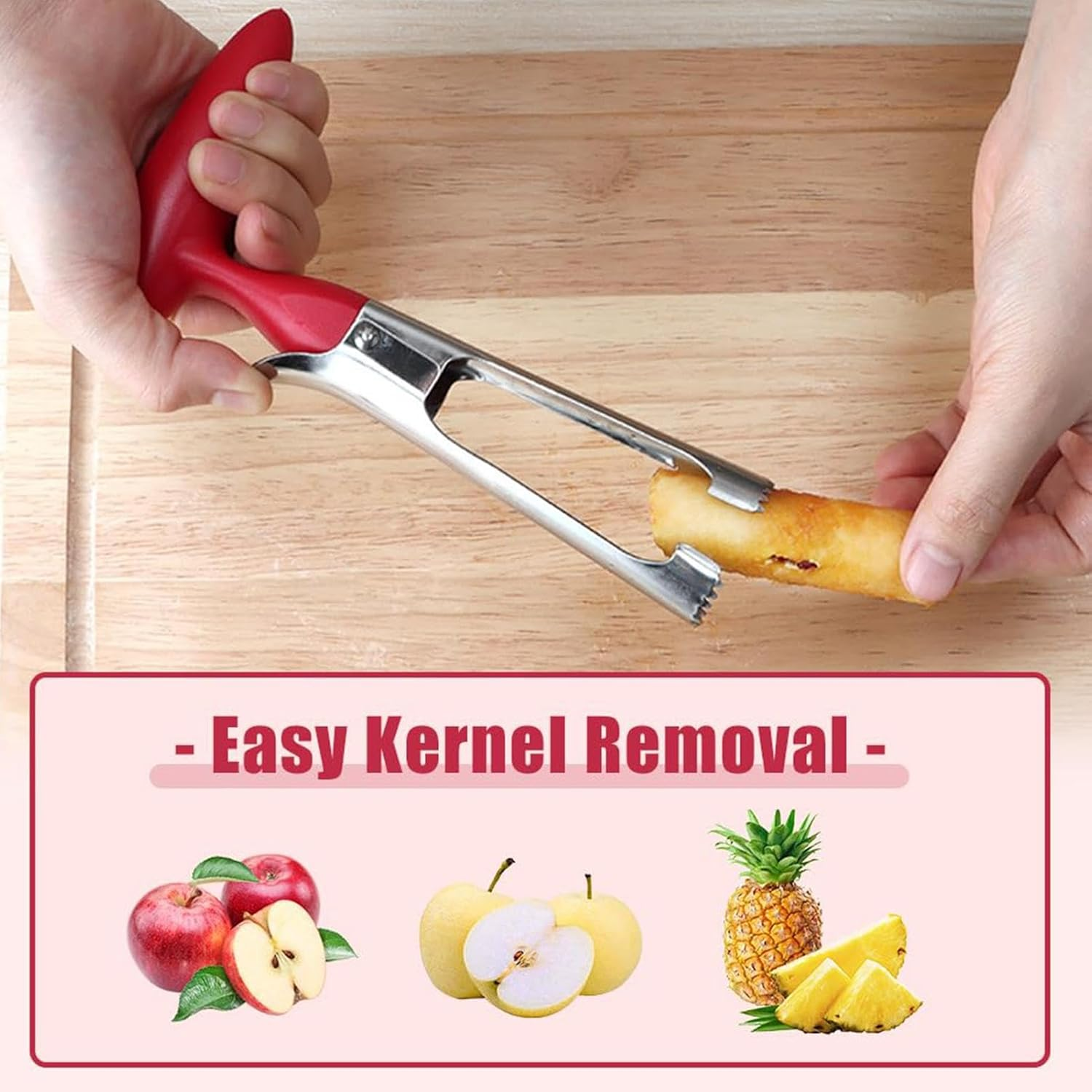 Fruits Core Removal Tool,Stainless Steel Fruits Corer Kitchen Gadget for Pears | Sturdy Fruits Core Remover, Professional Fruits Corer for Home School image number 3