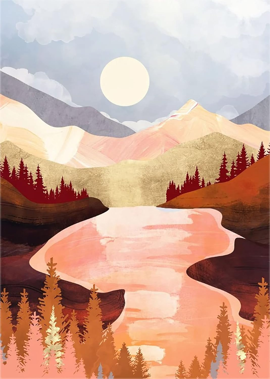 Diamond Painting Mountain Kit,Diamond Art Kits for Adults,Abstract Scenery Paint with Diamonds round for Gift,Wall Decor(12X16) (Mountain)