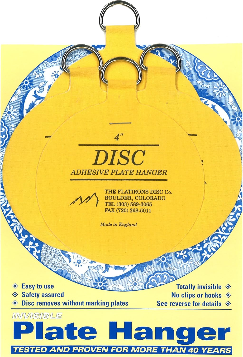 Invisible English Disc Adhesive Large Plate Hanger Set (4-4 Inch Hangers) image number 1