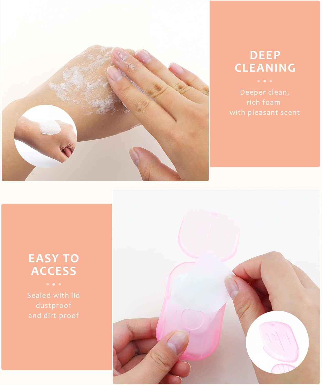 YETOOME 12 Packs (240 Sheets) Paper Soap Sheets for Hand Washing, Portable Disposable Travel Scented Bath Slice Sheet Foaming Soap Paper Sheets for Outdoor Traveling Camping Hiking image number 6