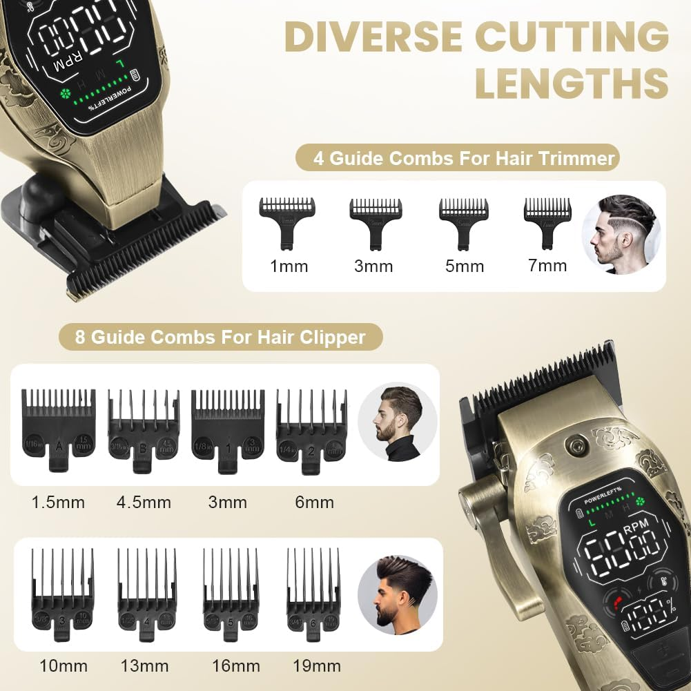 Alaoo Hair Trimmer for Men + Hair Trimmer Kit, USB Rechargeable Hair Cutting Set with LCD, Care Set, Waterproof, Rechargeable, Ideal Gift for Men image number 5