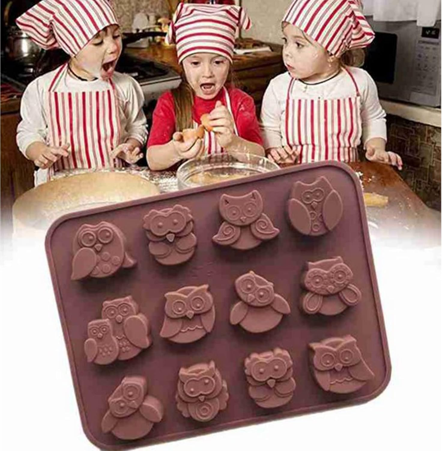 Joyeee 1 Pcs Animal Chocolate Mold, Owl Candy Mold Silicone Jello Mould for Kids, Small Silicone Molds for Candy Making, DIY Homemade Gummy, Ice, Pudding, Chocolate, Soap, Wax Melt Etc - Silicone Mold 18 image number 4