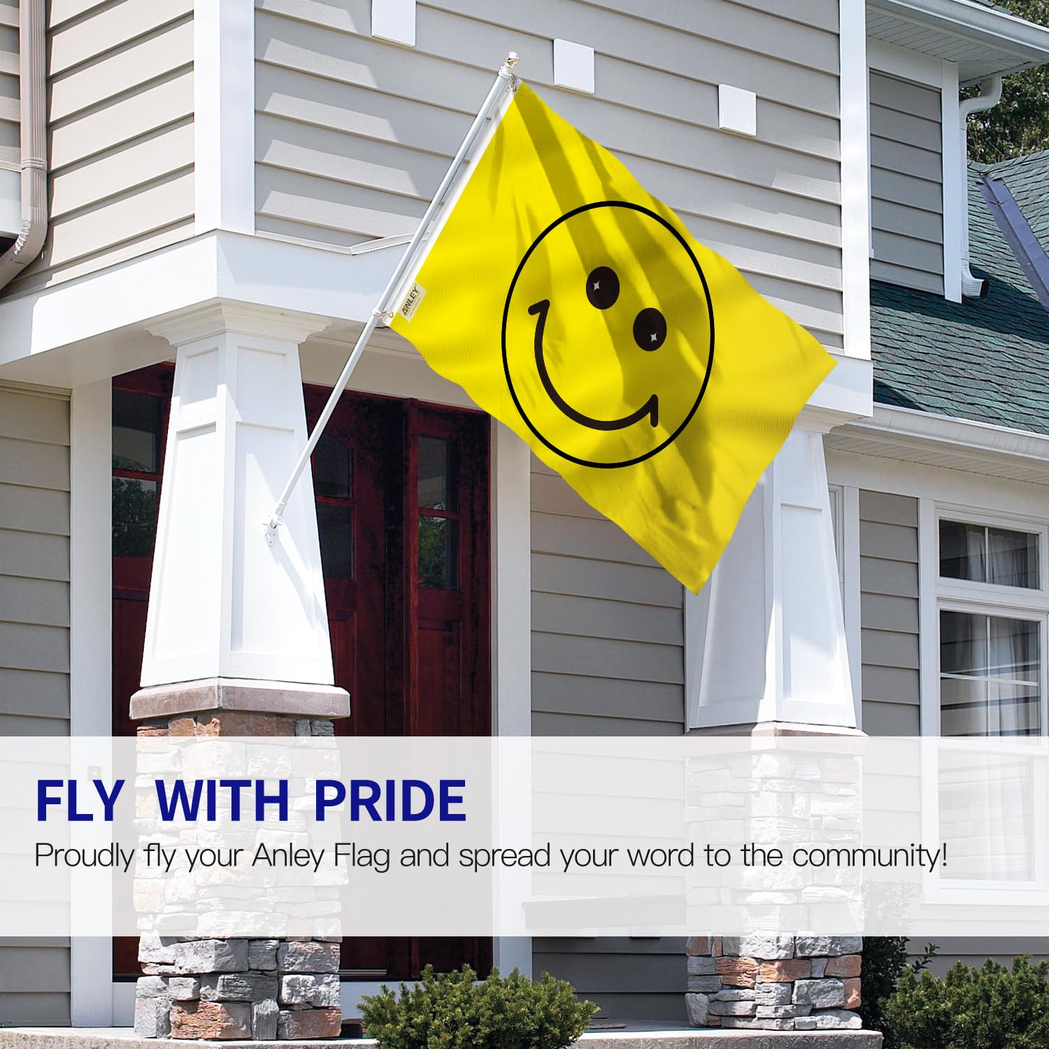ANLEY Fly Breeze 3X5 Foot Yellow Happy Face Flag - Vivid Color and UV Fade Resistant - Canvas Header and Double Stitched - Happy Face Flags Polyester with Brass Grommets 3 X 5 Ft image number 1