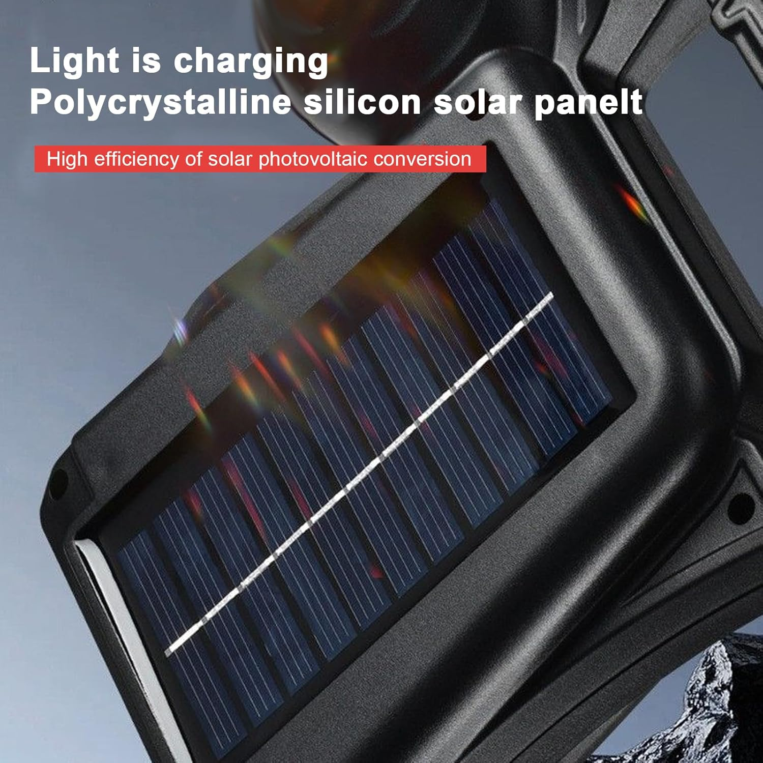 Solar Flashlight Rechargeable, Travel Flashlight Torch, Rechargeable Handheld Torch for Hiking Fishing Tent, Compact Outdoor Lighting Tool image number 2