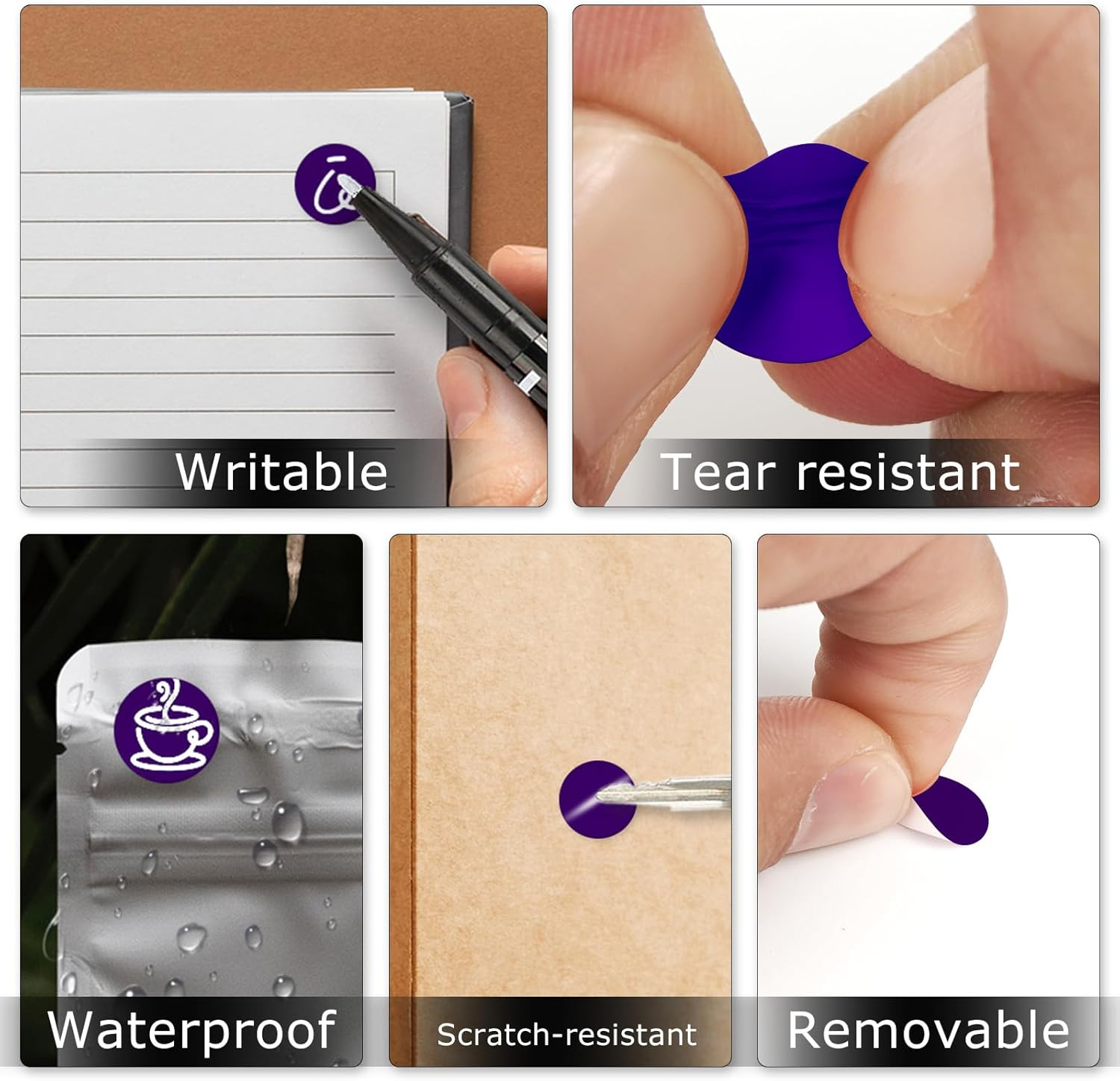 Purple Dot Stickers 1/2 Inch Vinyl Self-Adhesive Waterproof Colored Circle Labels Removable Color Coding Decals round Tag for Office Inventory 2600 PCS image number 6
