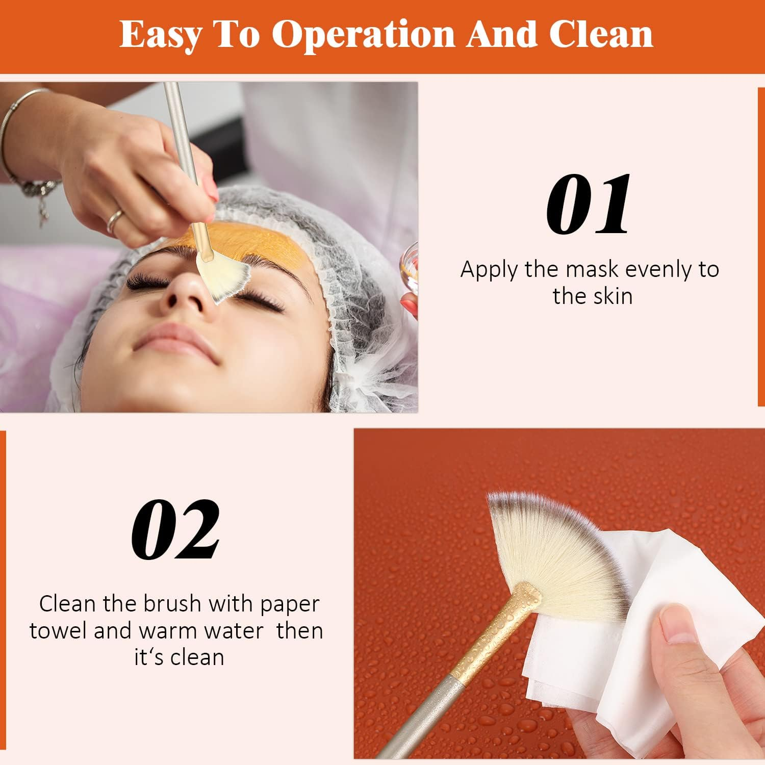 9 Pieces Facial Brushes Fan Mask Brushes, Soft Facial Applicator Brushes Tools for Peel Glycolic Mask Makeup for Mud Cream (Champagne, Purple, Black) image number 6