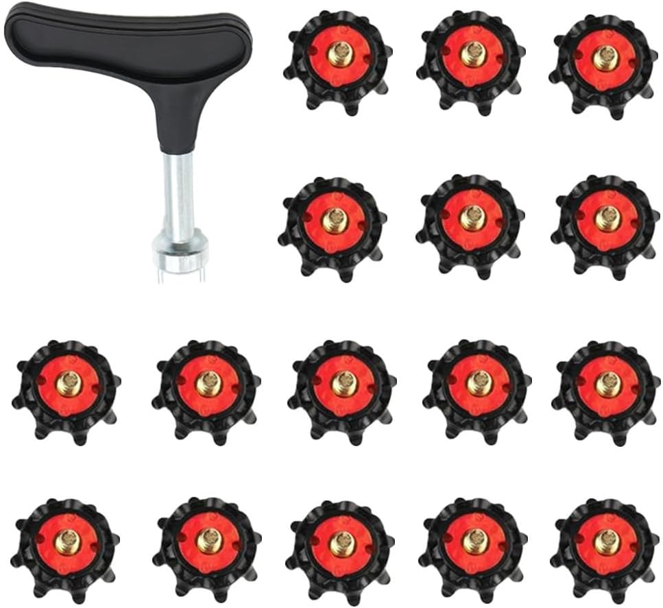 Golf Shoes Spike,16Pcs Golf Shoe Spikes Studs Replacements Tooth Stinger Screw Cleats, with 1 Piece Golf Spikes Key, Golf Shoe Spikes Replacements,Universal Non-Slip Golf Shoes