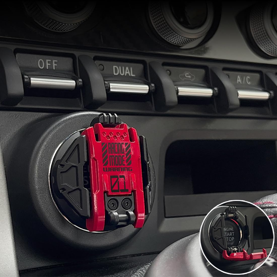 Push Start Button Cover,Press Car Engine Start Stop Button Cover,Push to Start Button Cover,Ignition Protective Anti-Scratch Universal Button Decoration Protector.(Red)