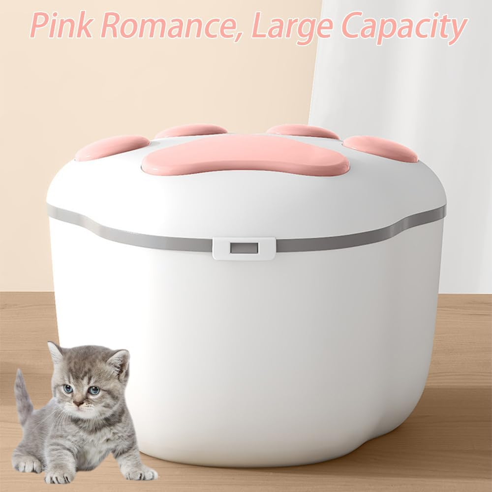Pet Food Storage Bucket,Food Stocker,Cat Food Bucket with Spoon,Food Storage Container,Plastic Storage Bin,Large Capacity Dispenser Bin,For Dog, Cat and Other Pet Food Storage image number 5