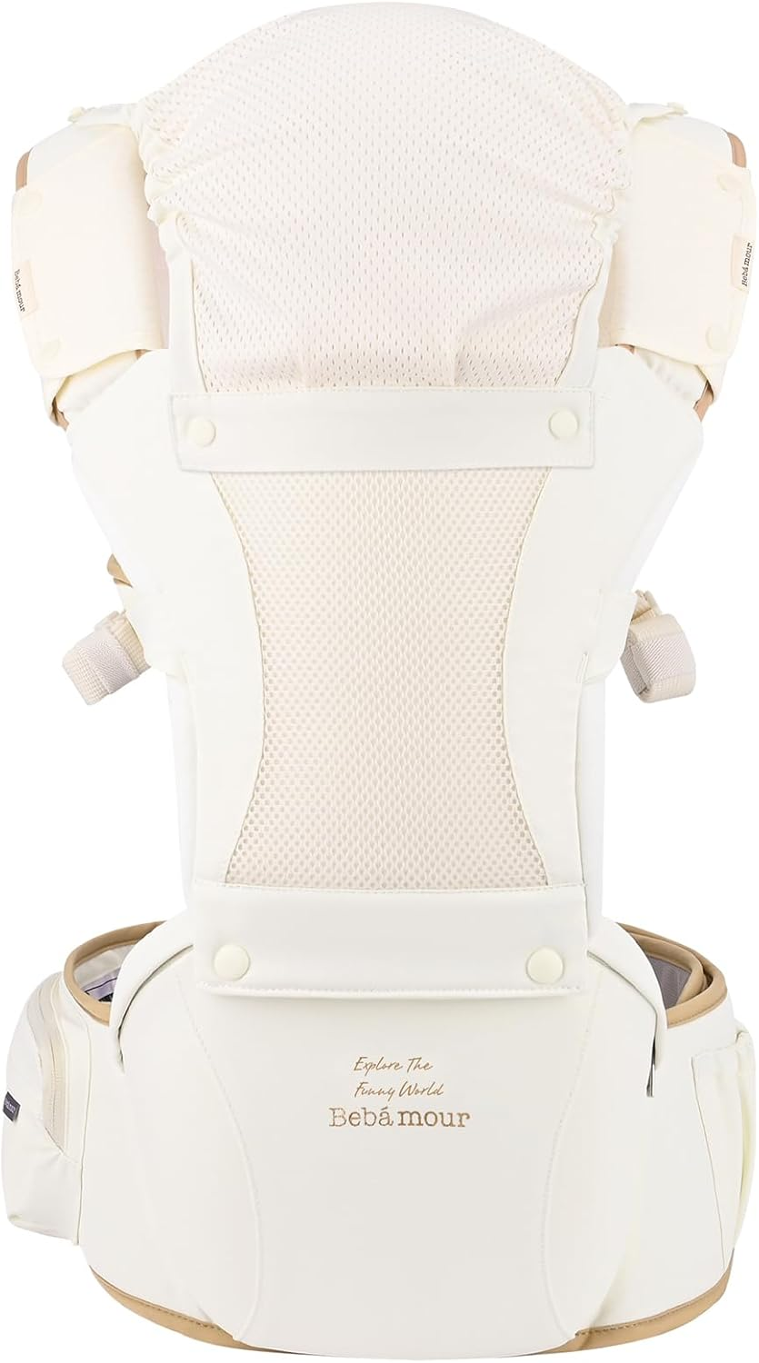 Bebamour Mesh Newborn Baby Carrier Front and Back Carry Baby Newborns to Toddler Baby Hip Carrier (New Khaki) image number 4