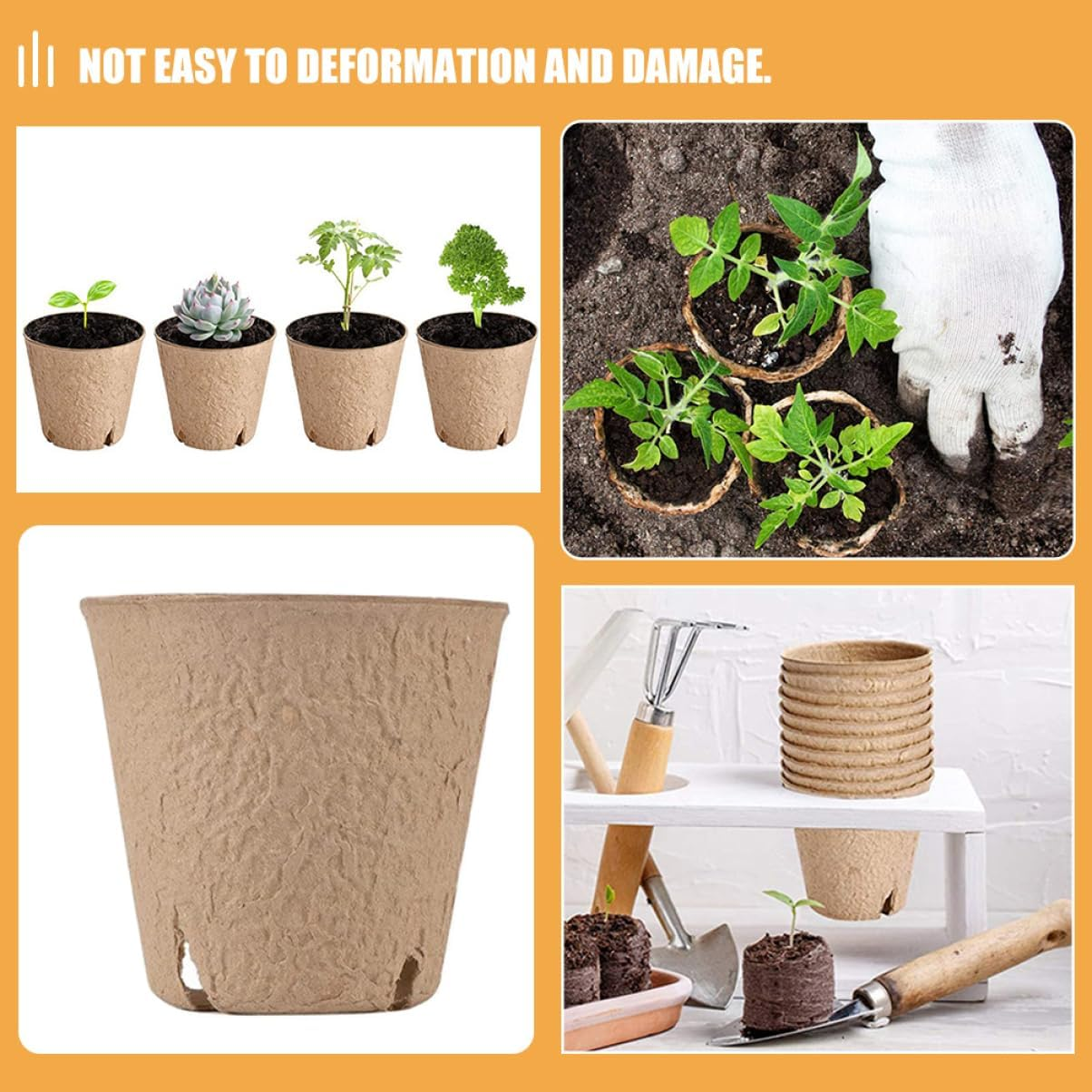 INOOMP 50Pcs Garden Nursery Pots round Seedling Trays Paper Planting Trays for Indoor Plants Seed Starting Supplies image number 6