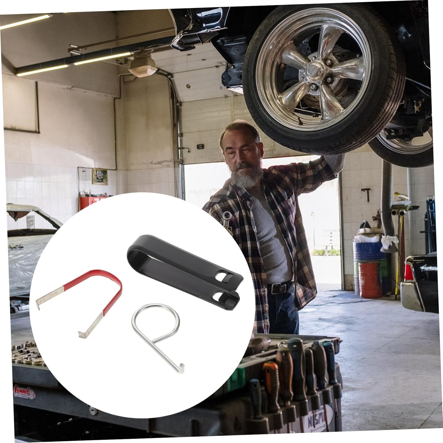 PENIKOKO 3Pcs Wheel Hub Lug Nut Cover Removal Tool Hook Car Hubcap Removal Sturdy and Comfortable Automotive Maintenance image number 5