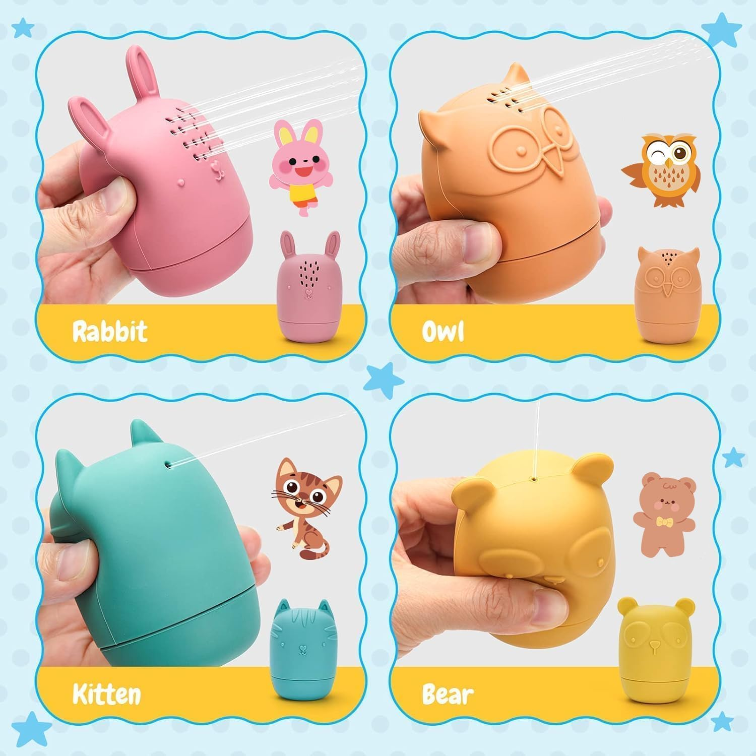 Chuangdi 4Packs Mold Free Baby Bath Toys ,Silicone Bath Toys for Toddlers 1-3 ,Non-Toxic Dishwasher Safe Bathtub Toys for Infants image number 2