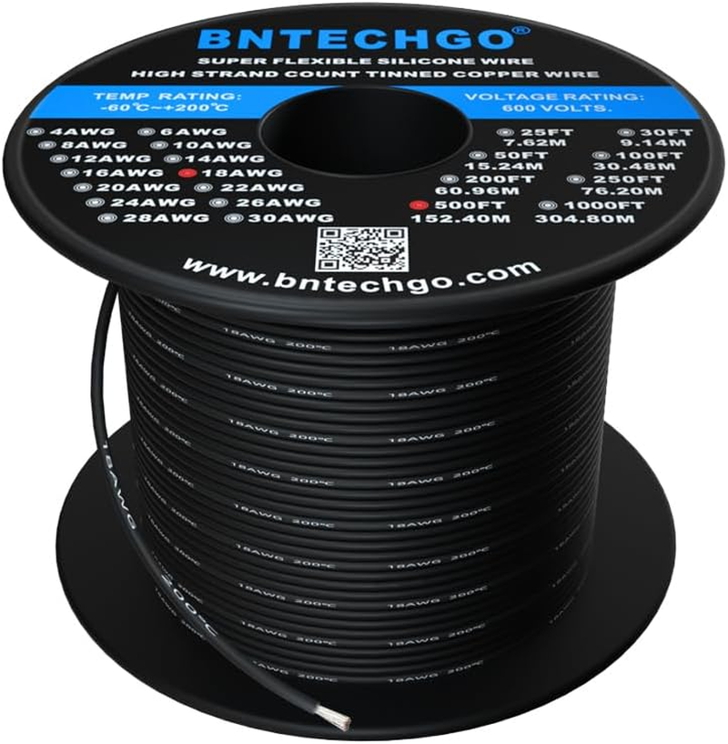 BNTECHGO 18 Gauge Silicone Wire Spool Yellow 250 Feet Ultra Flexible High Temp 200 Deg C 600V 18AWG Silicone Rubber Wire 150 Strands of Tinned Copper Wire Stranded Wire for Model Low Impedance