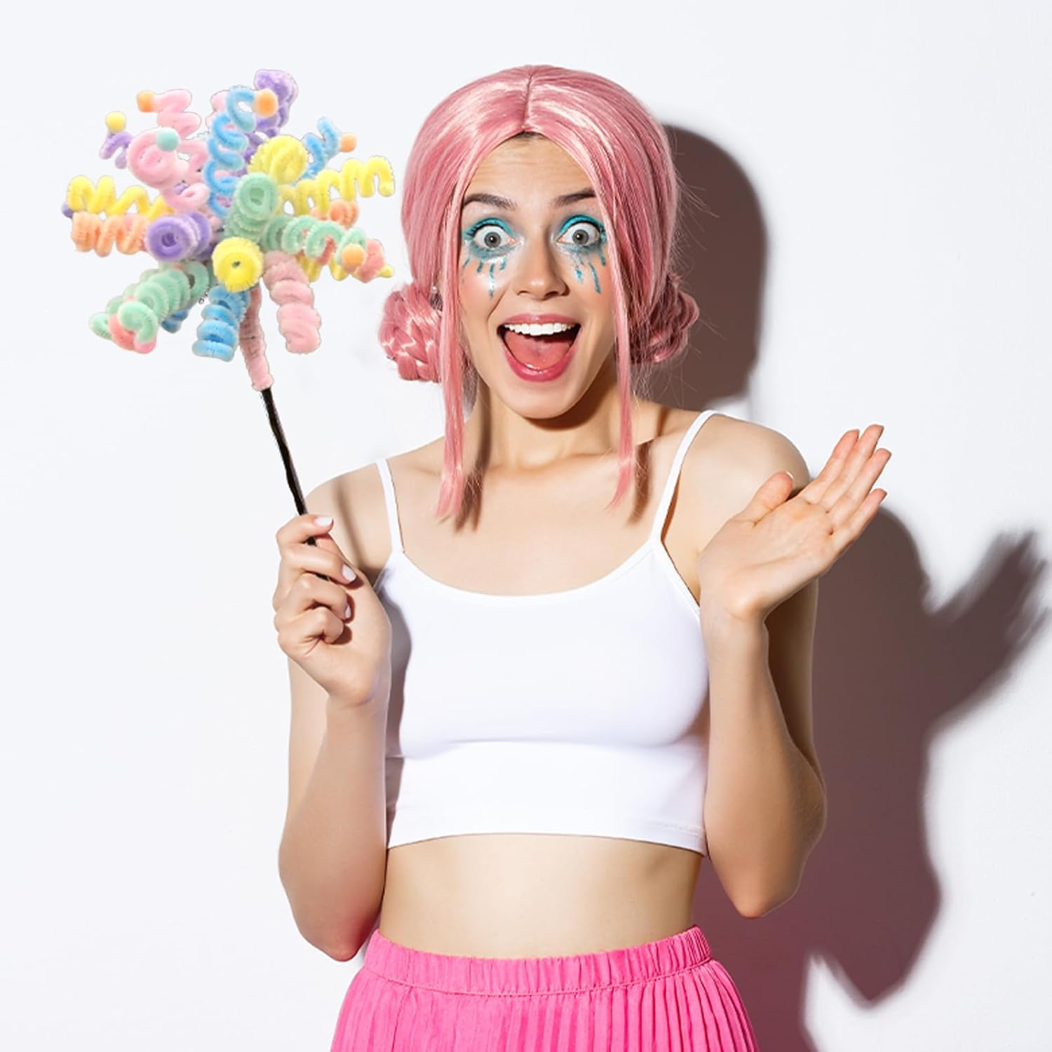 Pipe Cleaners Set, 100 PCS Macaron Colors Fuzzy Sticks Pipe Cleaners for DIY Arts Crafts Project (7 Mixed Colors) image number 2