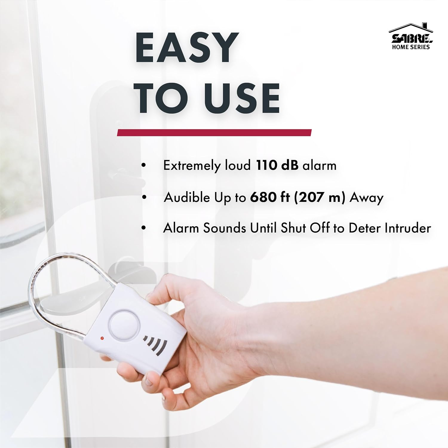 Sabre Door Handle Alarm &ndash; 110Db Door Alarm for Home Security &ndash; Audible up to 600 Feet (185M) Away &ndash; Vibration-Triggered Security Alarm Sounds When Door Knob Is Touched from Outside image number 2