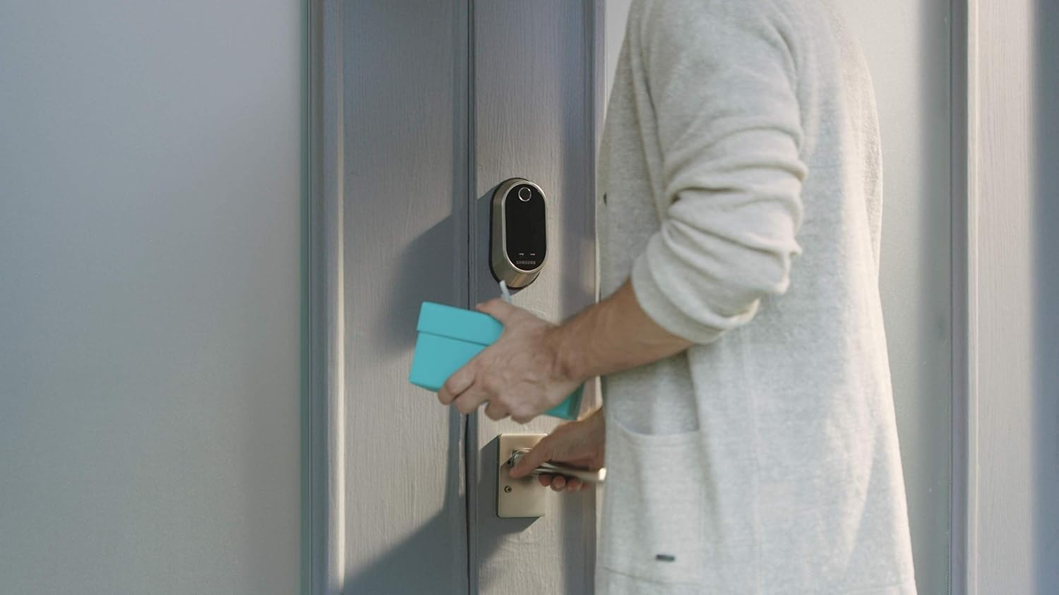 Samsung SHP-A30FCDS Smart Wi-Fi Biometric Deadbolt Door Lock Satin Nickel image number 2