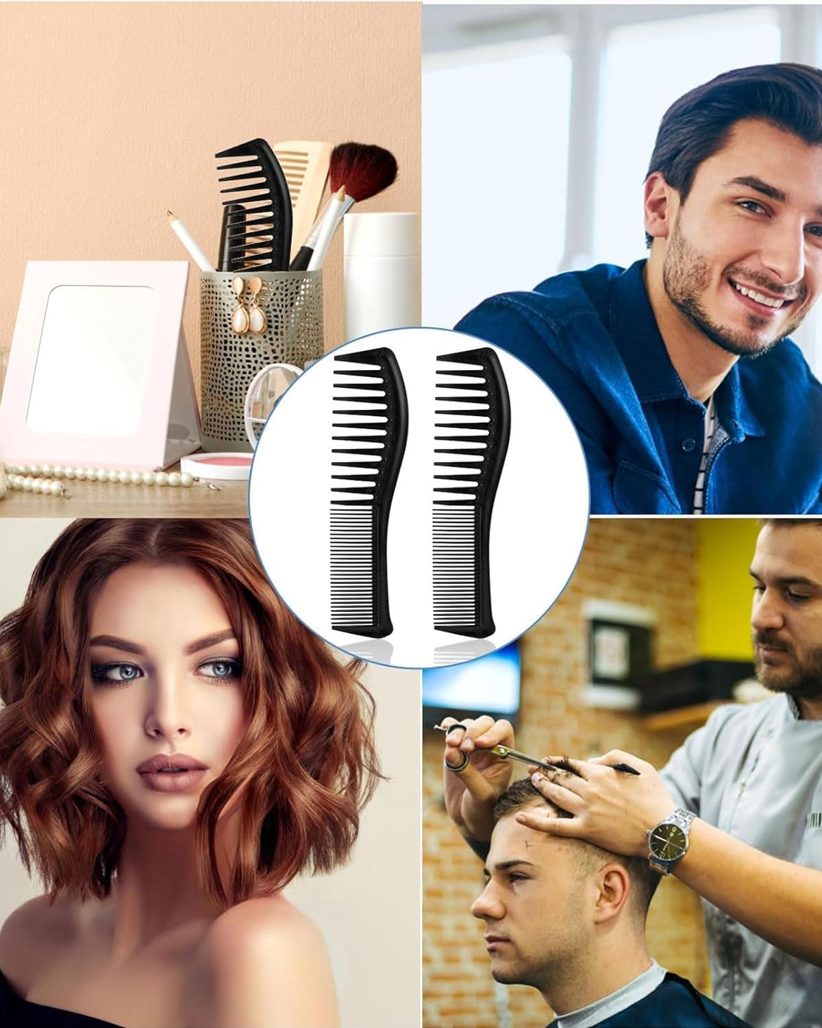 IPNSDON 2 Pieces Hair Comb Wide Teeth Hair Comb Set Styling Comb Curling Comb Anti-Static Comb with Wide Teeth Hair Styling Tool Suitable for Daily Comb Hair image number 2