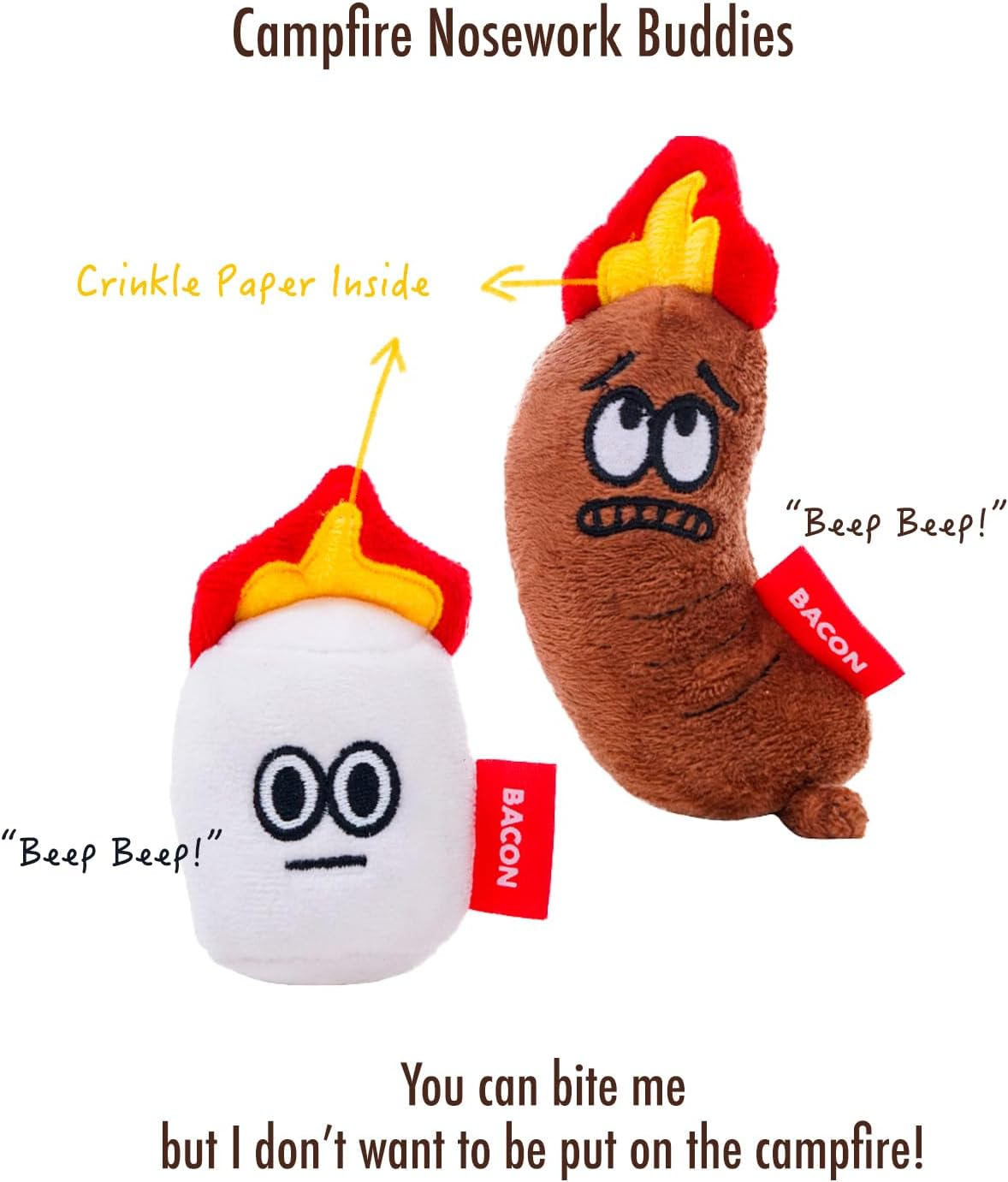 Interactive Dog Toy Set, Campfire with Treat Pocket and Squeaky Sausage, Cloth Tug Rope, Squeaky Toy, Snuffle Toy and Tug-Of-War Toy for Dogs image number 6