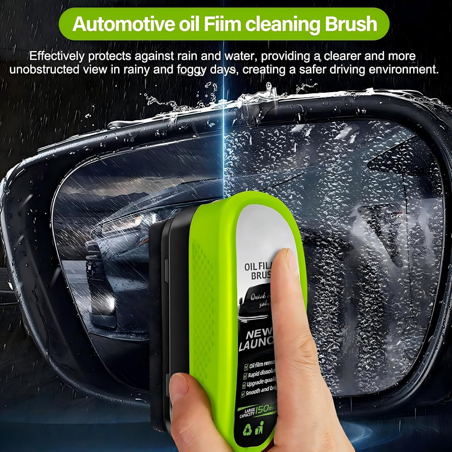 2025 New Automotive Oil Film Cleaning Brush, Powerful Glass Cleaning Board, Oil Film Cleaner for Window Remove Dirt Improve Clarity & Visibility, for Windshield, Universal Glass Wipe Board (1PCS) image number 5