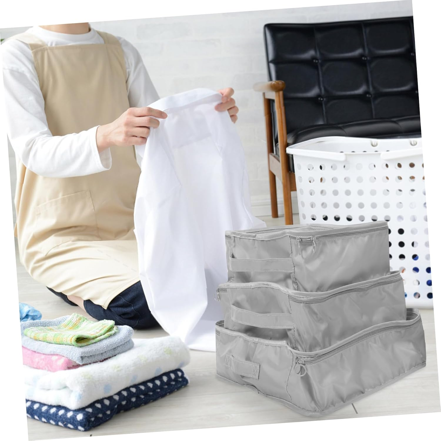 JEWEDECO 8Pcs Travel Suitcase Pouches Fabric Luggage Organizers Packing Cubes for Suitcases Luggage Organiser Bag Travel Essentials image number 2