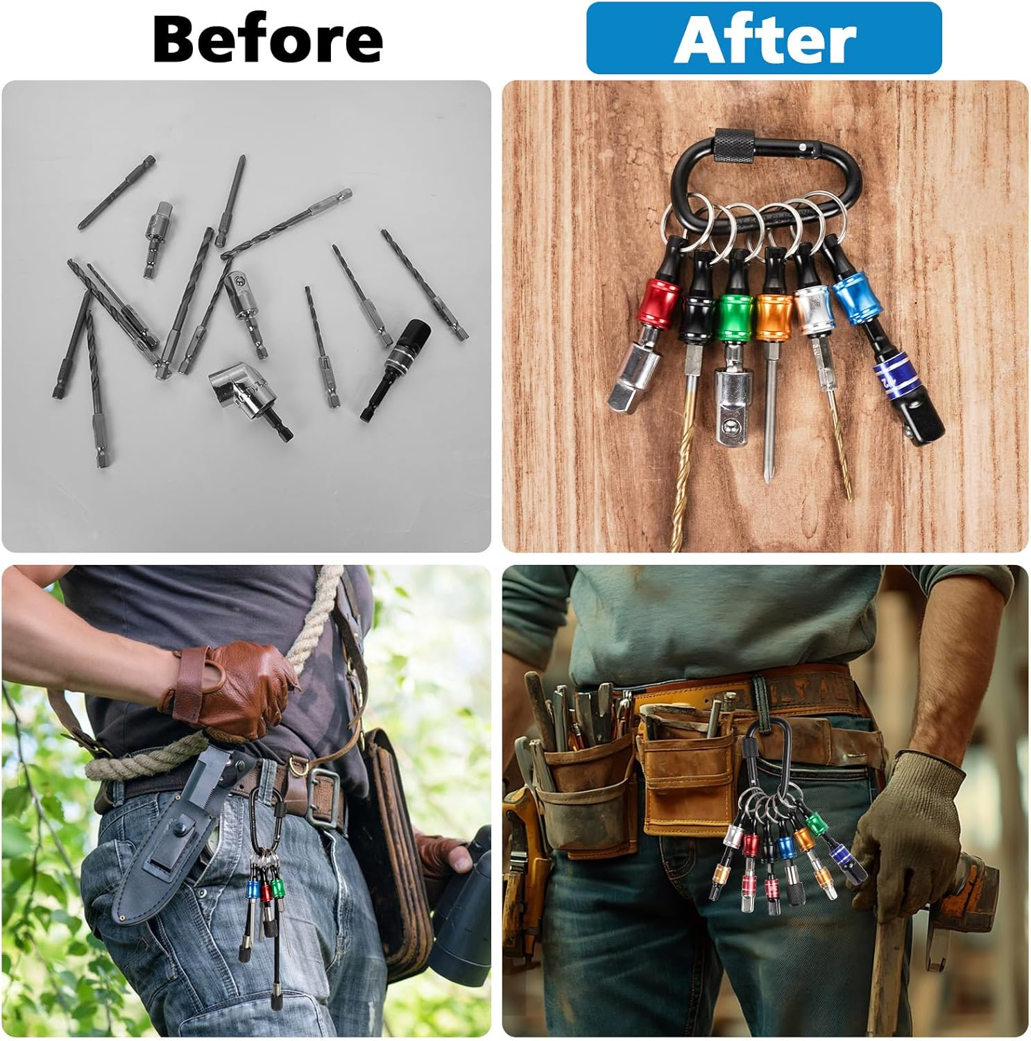 1/4 Bit Holder Keychain 6Pc, 1/4 Inch Hex Shank Bit Holders, Quick Release Bit Holder for Nut Driver, Screwdriver & Drill Bits W/Key Chain Carabiner - 5Pcs-Sct image number 5