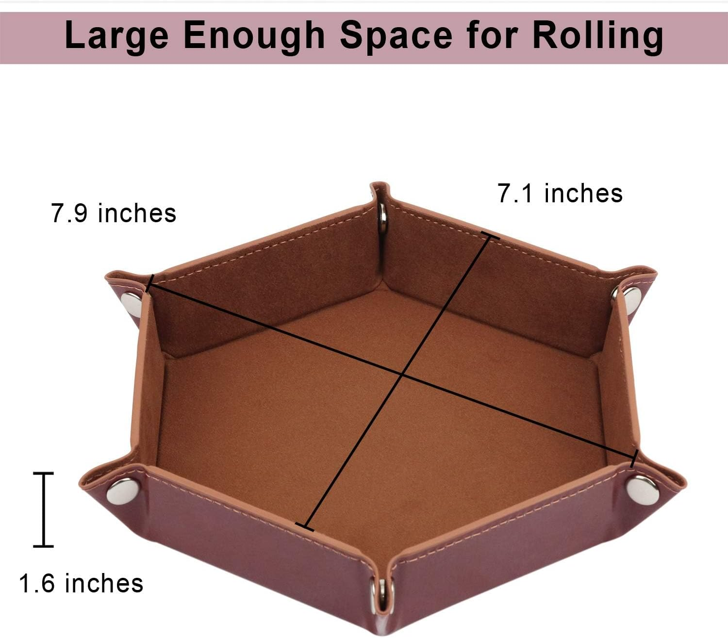 K.T. Fancy Dice Tray 8 Pieces Folding D&D Dice Tray Dice Holder Storage Box for Dice Rolling Tray PU Leather and Velvet image number 3