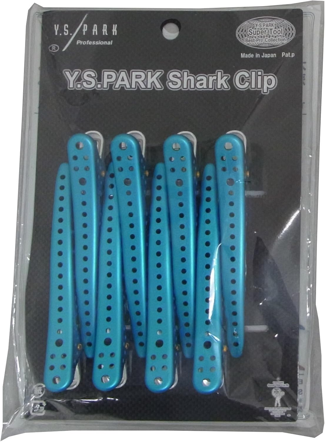 Y.S.Park Shark Clip 8 Pack Light Blue Metal