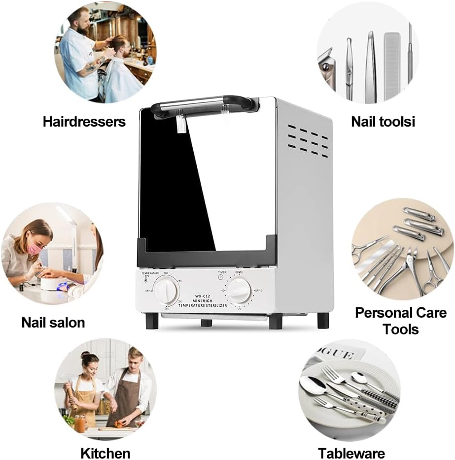 CHAOFLIGHT Nail Tool Sterilizers 12L Double Deck Heat Sterilizer High Temperature Cleaning Dry Box Metal Sterilizer Cabinet for Scissors,Bottles, Toys, Towels Salon Equipment image number 5