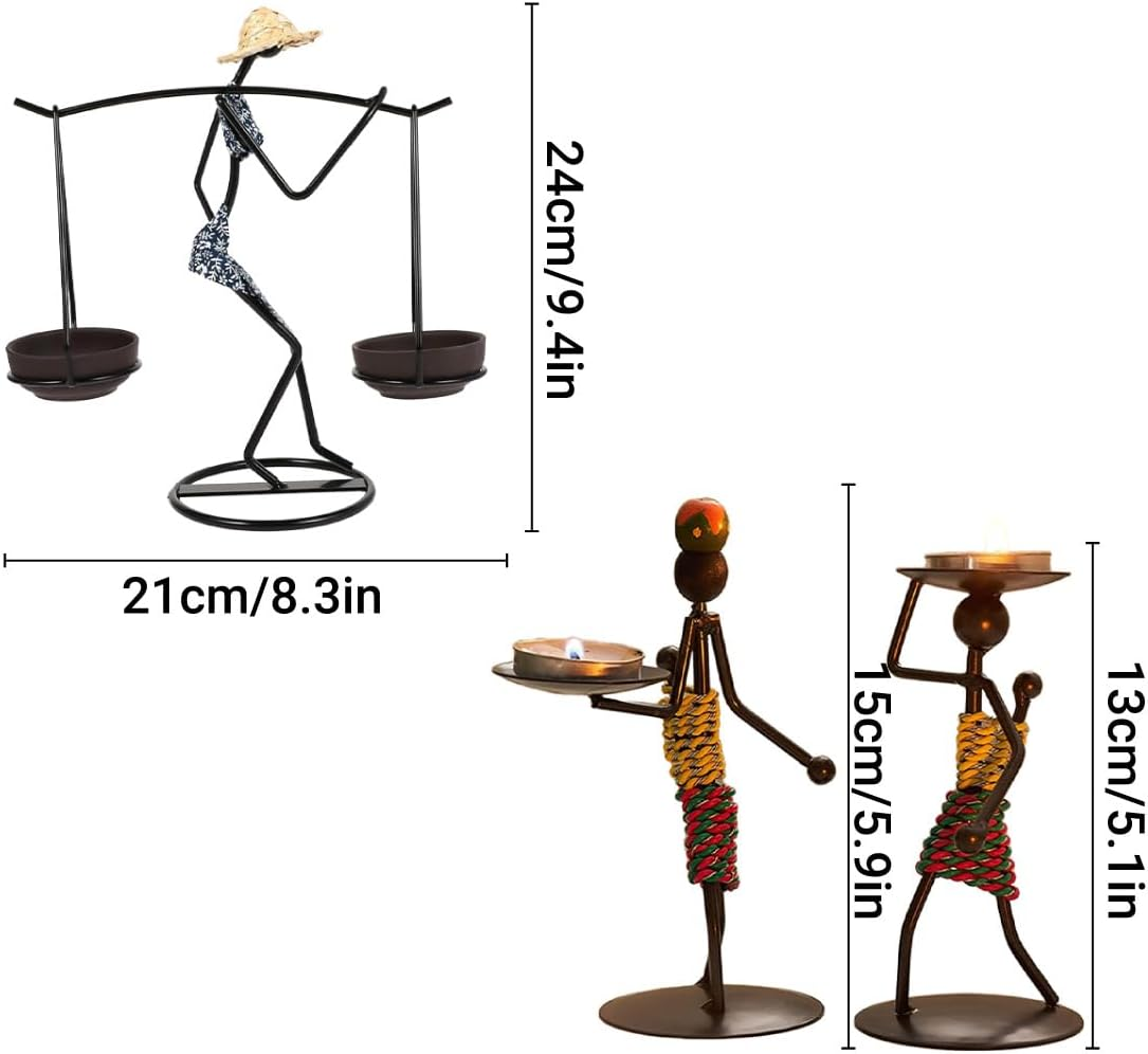 AIMALL European Style Iron Candle Holder Nordic Decorative Candlestick Tabletop Centrepiece for Home Restaurant Bar Party Decor - 13Cm+15Cm image number 6