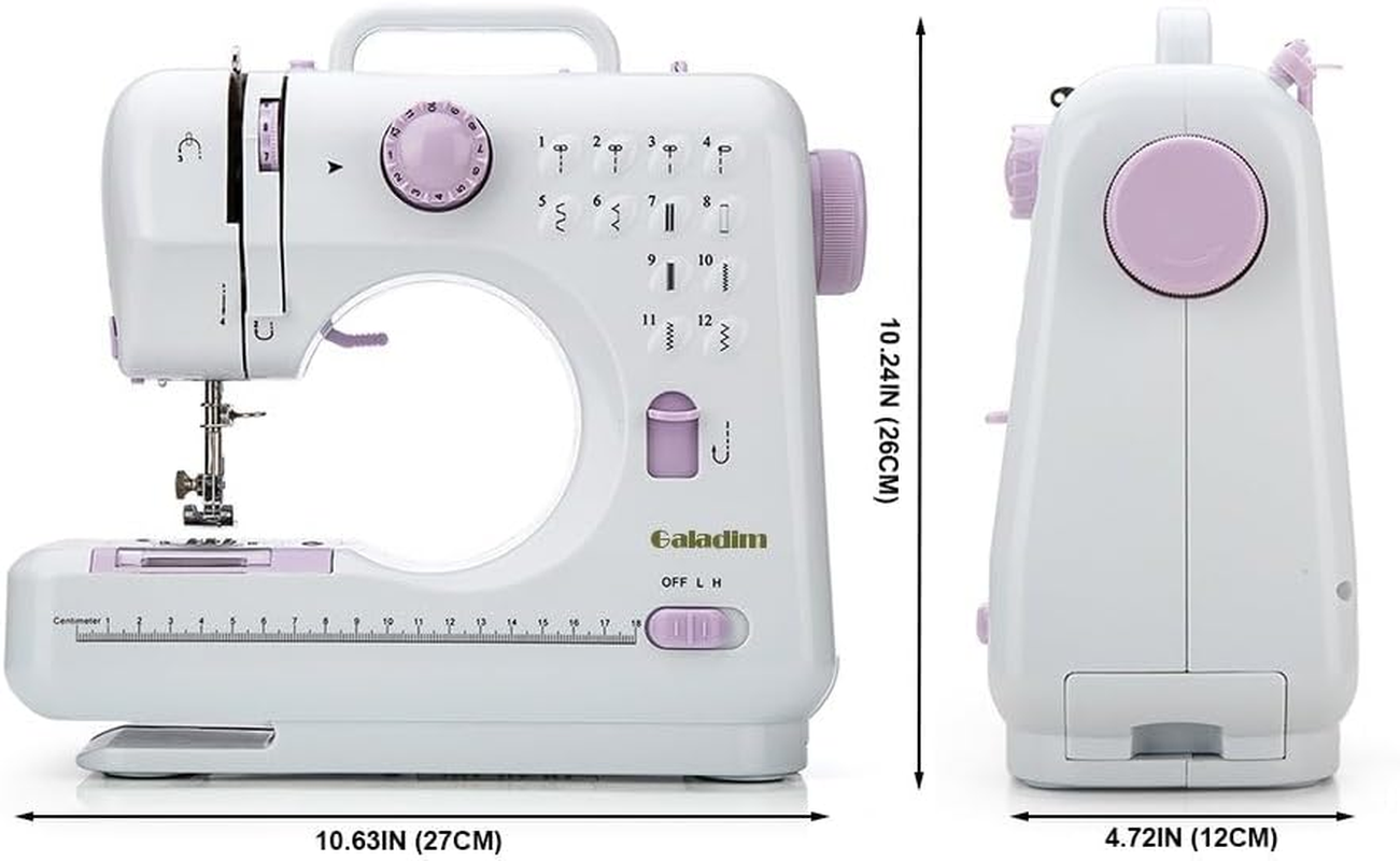 Mini Sewing Machine for Beginner by Galadim - Small Electric Sewing Machines with 2 Speed 12 Built-In Stitch Patterns GD-054-AU-A23 - White image number 4
